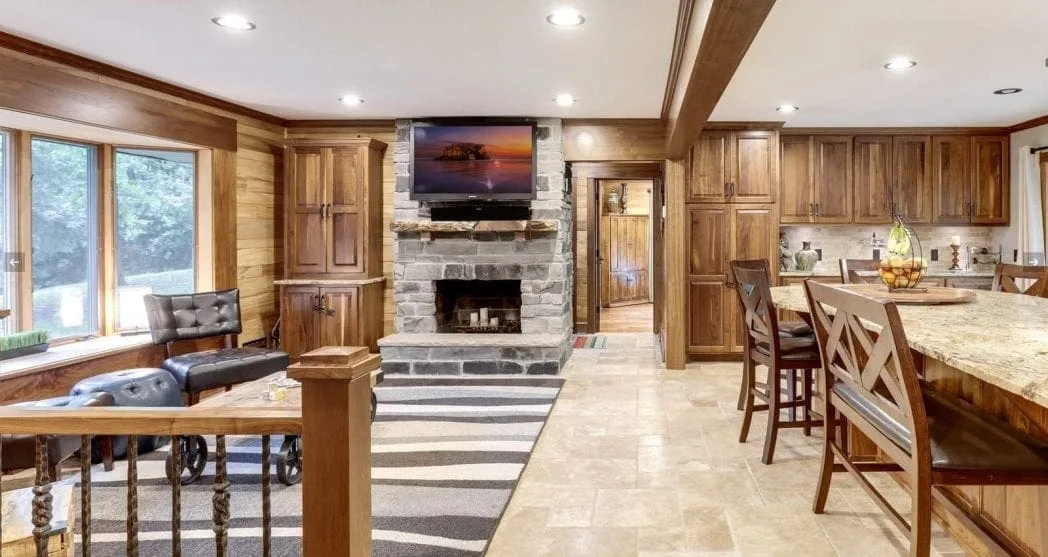 Charcoal Canyon Natural Stone Veneer Interior Fireplace