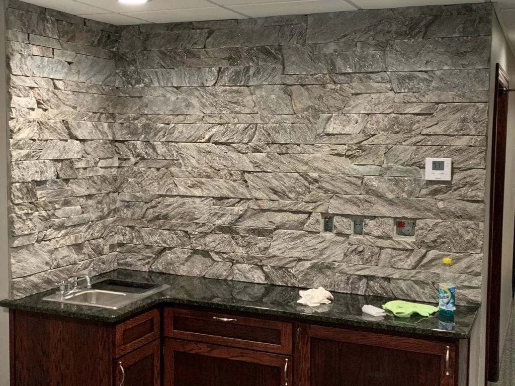 Moonlight Real Stone Veneer Drystack Kitchenette Backsplash