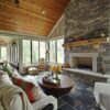 Interior Fireplace and Living Room with Glendale Real Stone Veneer