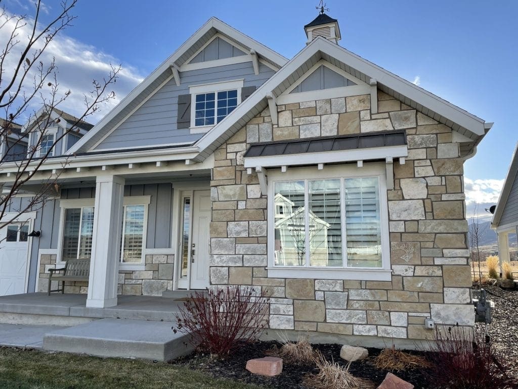 Exterior Accent Wall with Racine Natural Stone Veneer