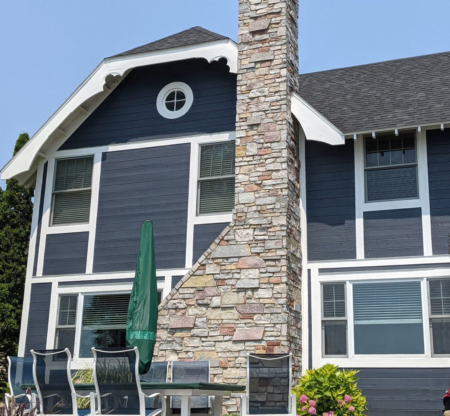 Avondale Natural Thin Stone Veneer Exterior Chimney