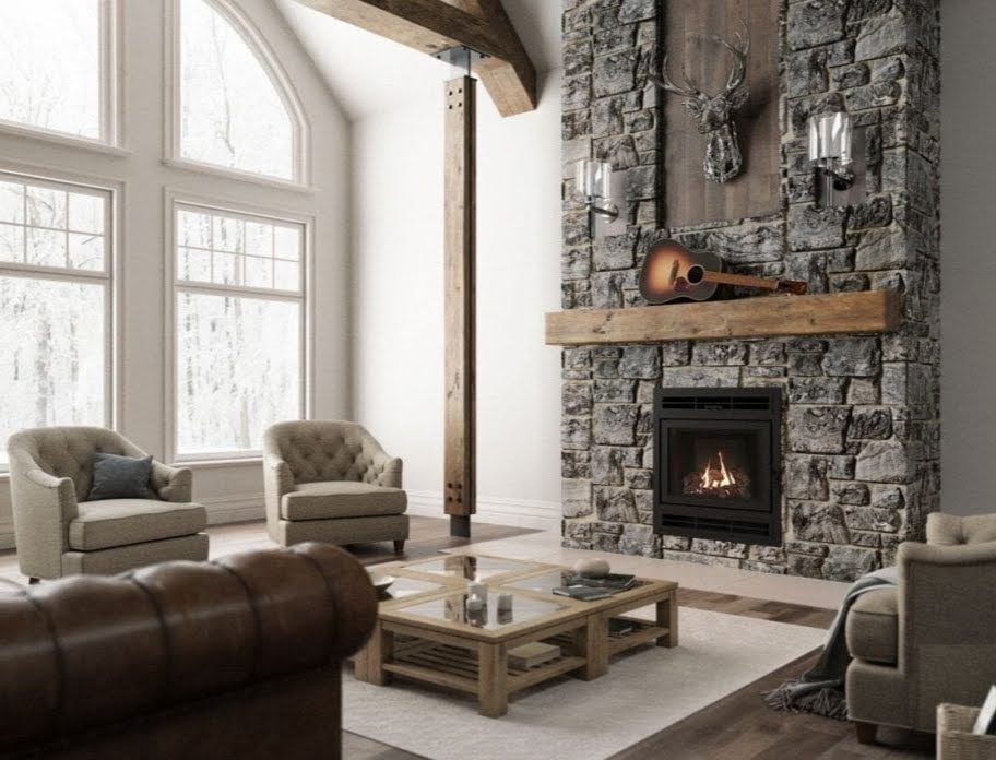 Custom Moonlight Natural Thin Stone Veneer Fireplace