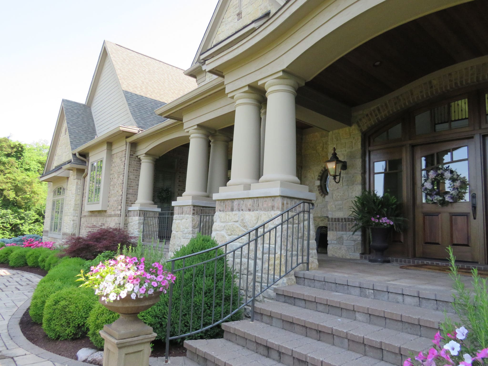 Chateau Natural Thin Stone Veneer Exterior Front Entrance