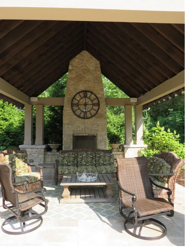 Chateau Real Thin Limestone Veneer Gazebo Fireplace