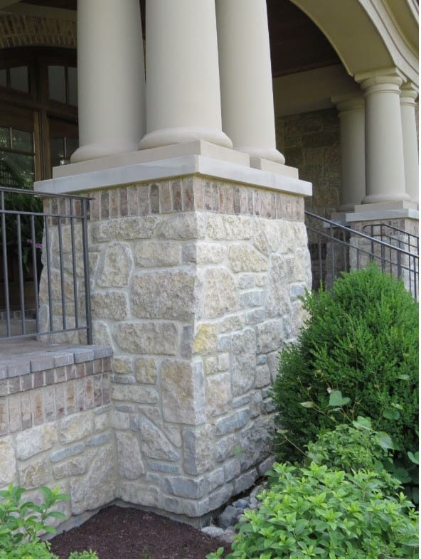 Chateau Real Thin Stone Veneer Front Entrance Pillars