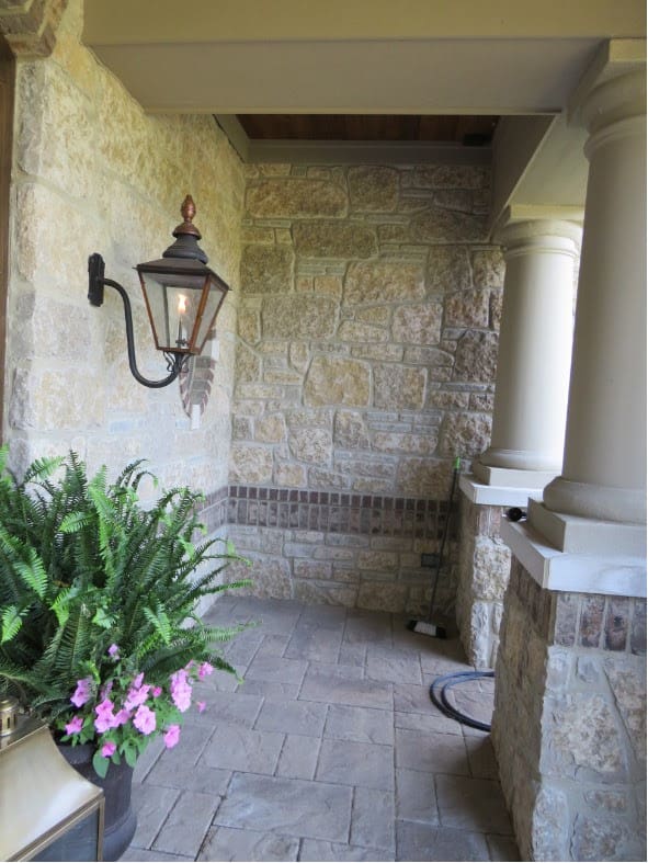 Chateau Real Thin Stone Veneer Front Entrance with Brick