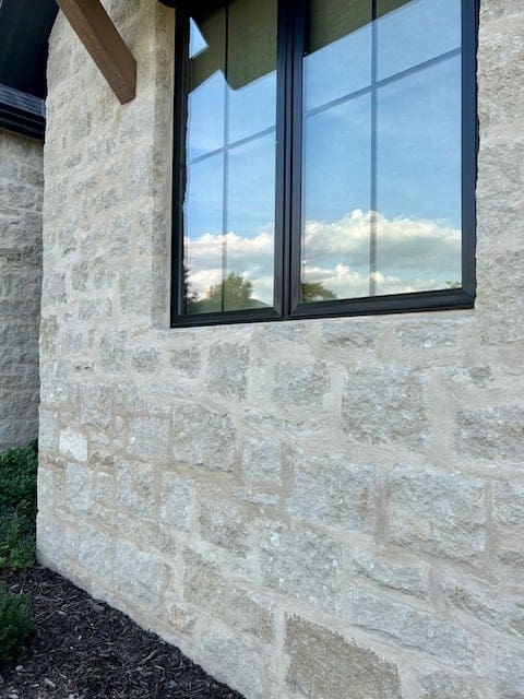Draper Real Thin Stone Veneer with Gold Exterior Flush Joint