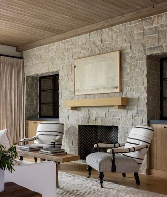 Zurich Real Stone Veneer Interior with White Mortar