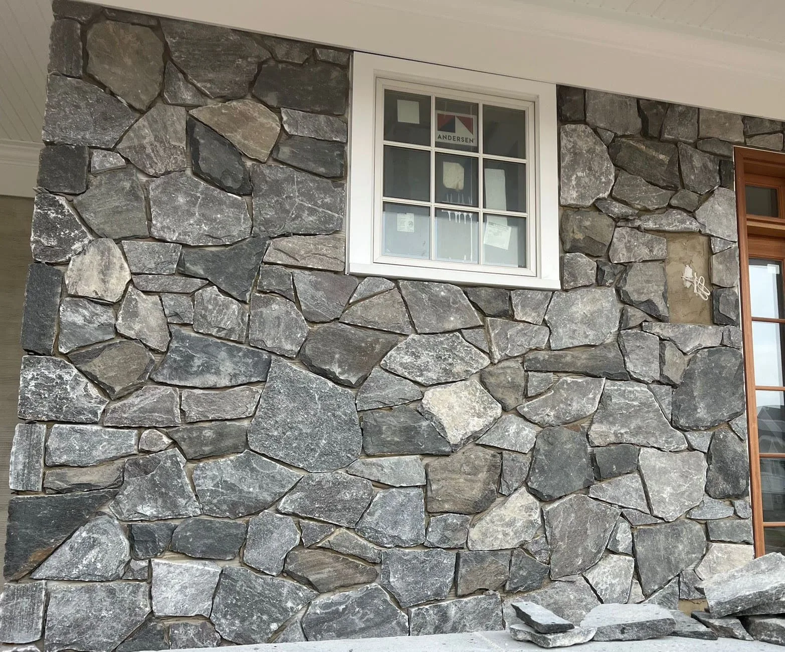 Concord Natural Stone Veneer Custom Blend with Dark Pieces Porch