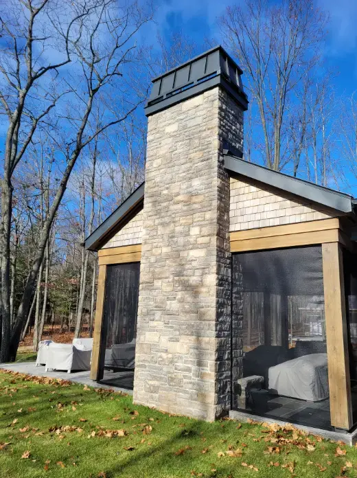 Seward Natural Thin Stone Veneer Patio Chimney