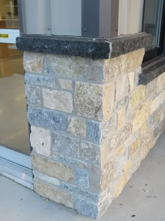 Tumbled Jacksonport Natural Stone Veneer with Custom Colors Wainscoting Corner