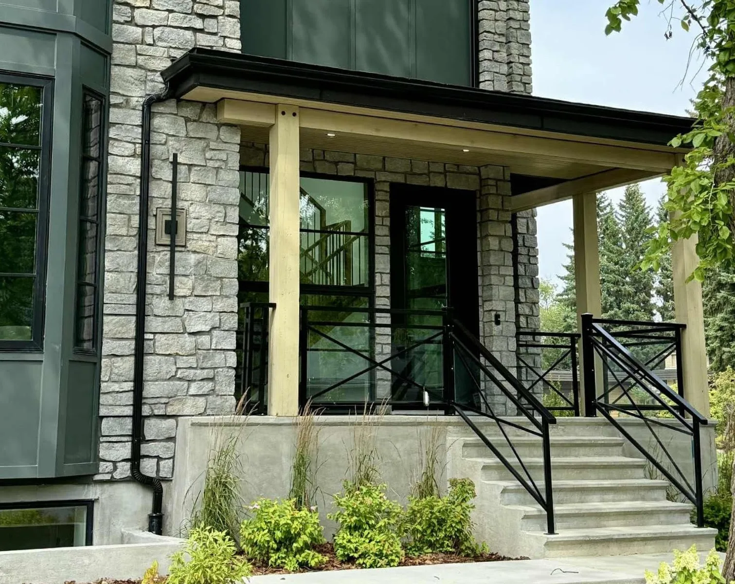Larchmont Real Stone Veneer Front Entrance