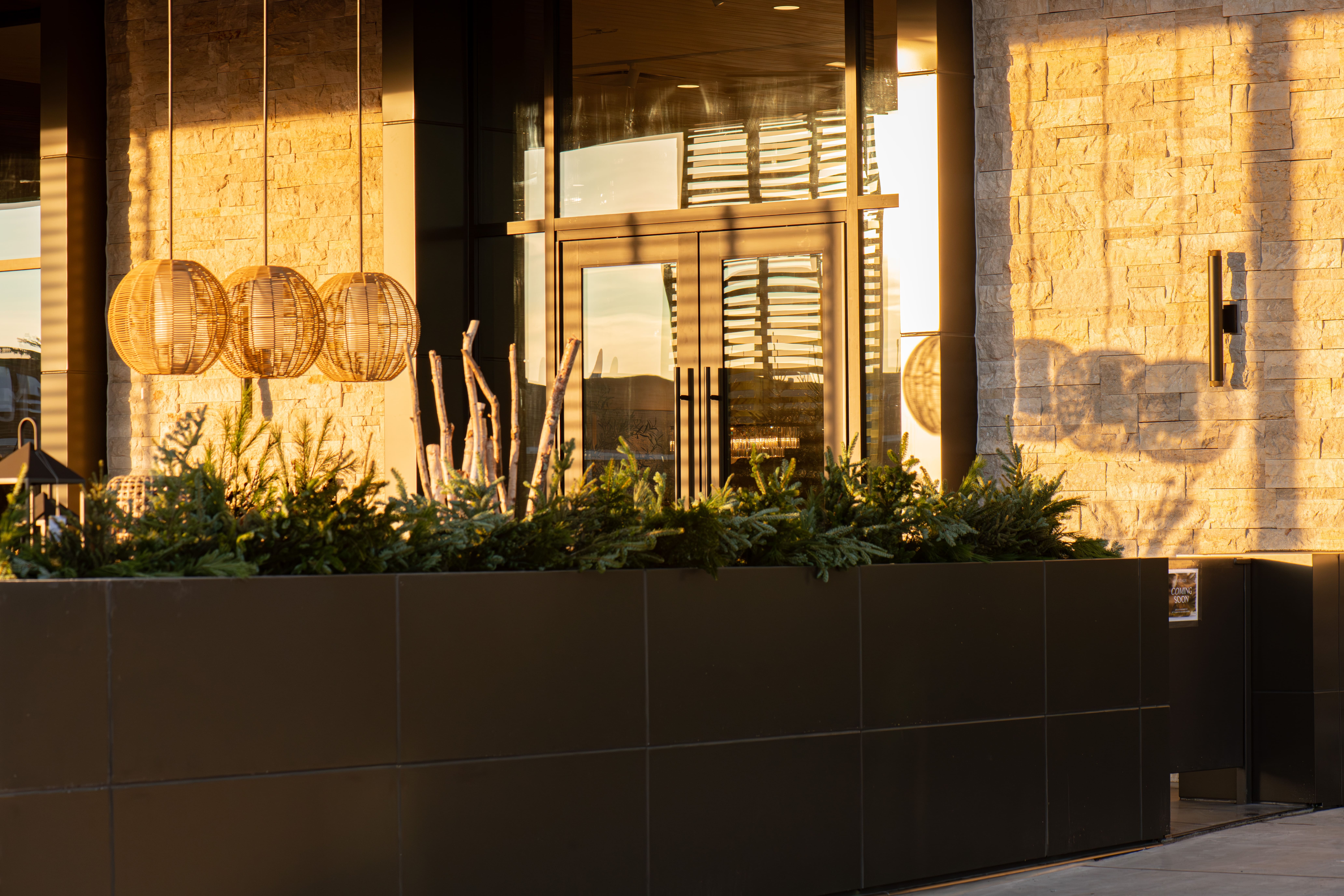 Commercial Front Entrance with Nob Hill Natural Thin Stone Veneer
